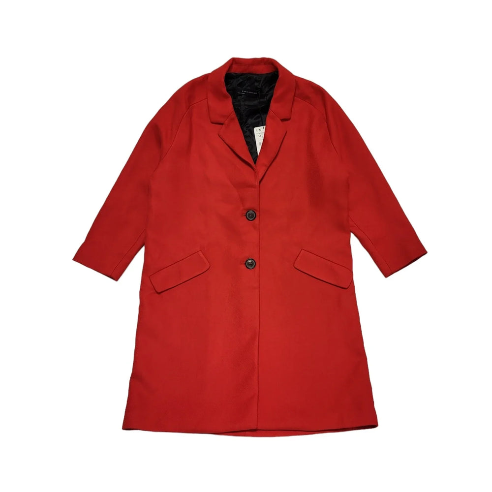 Zara Red Button Viscose Overcoat Coat UK Women's M Bnwt BB315