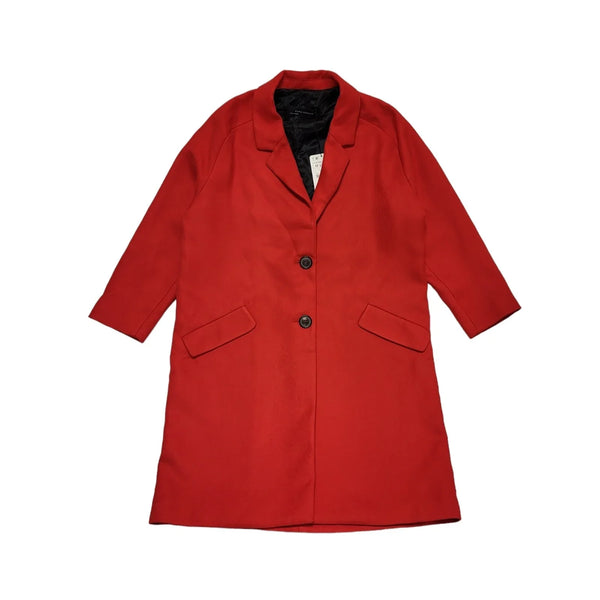 Zara Red Button Viscose Overcoat Coat UK Women's M Bnwt BB315