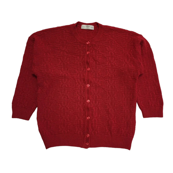 St Michael Vintage 90's Red  Button Front Cardigan Womens UK Size 12/14