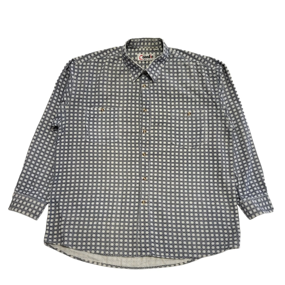 Coandin Vintage 80's Blue & White Checked Long Sleeve Shirt Mens UK Size XXL