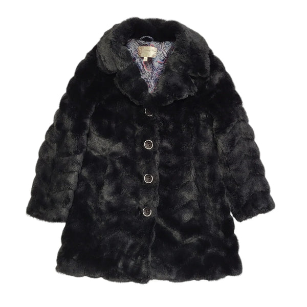 Voulez Vous 80s Vintage Black Faux Fur Coat Uk Women's Size 14