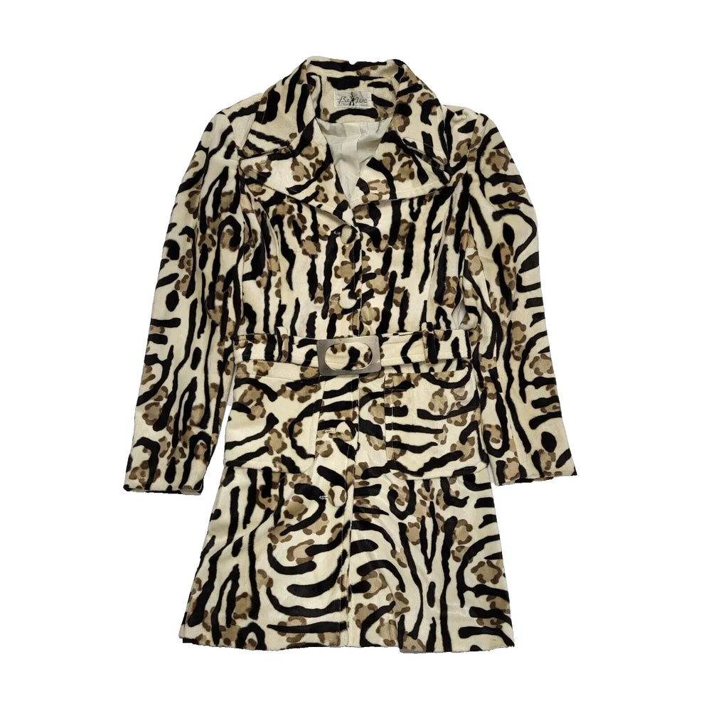 Belair Paris White Black Animal Pint Collared Jacket UK K280 Small K280
