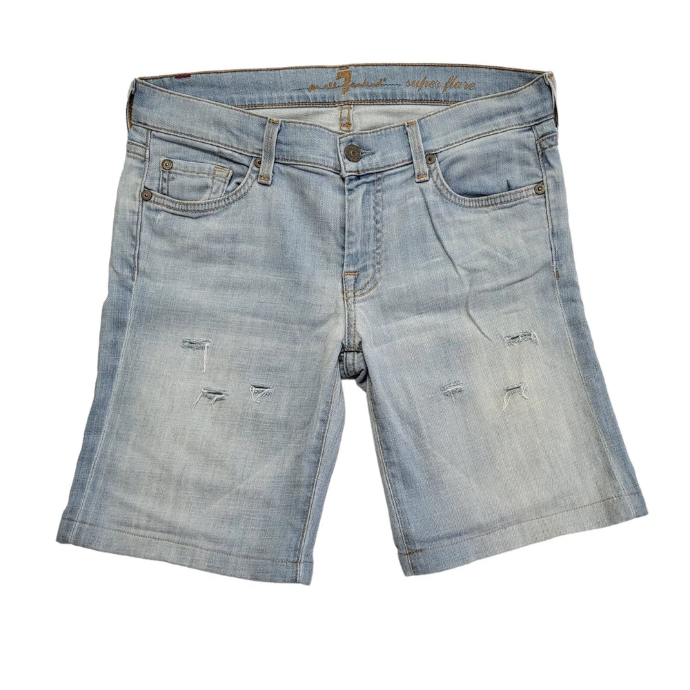 7 All Mankind Vintage 90's Blue Zipped Denim Shorts Uk Unisex Adults W28