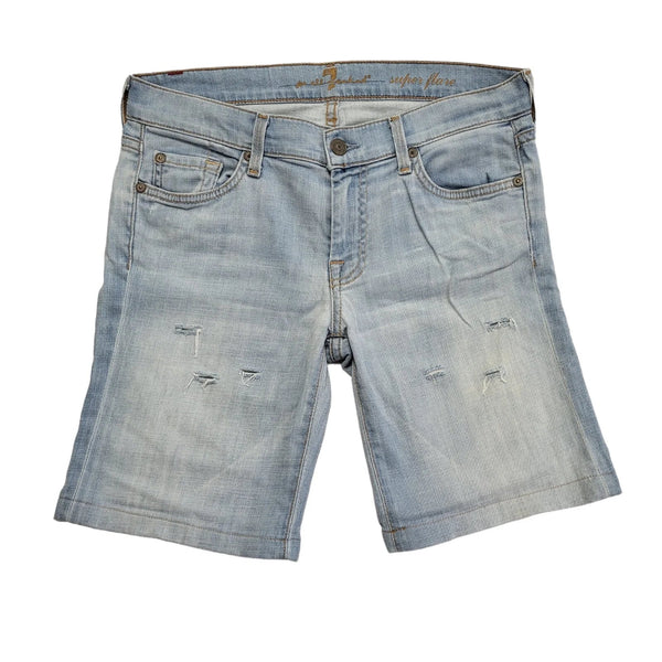7 All Mankind Vintage 90's Blue Zipped Denim Shorts Uk Unisex Adults W28