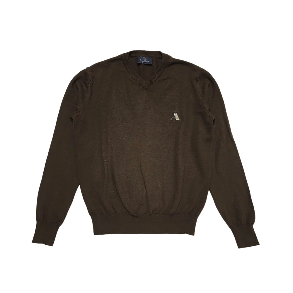 Aquascutum Brown Y2k Wool Blend Jumper Uk Men's Size Small