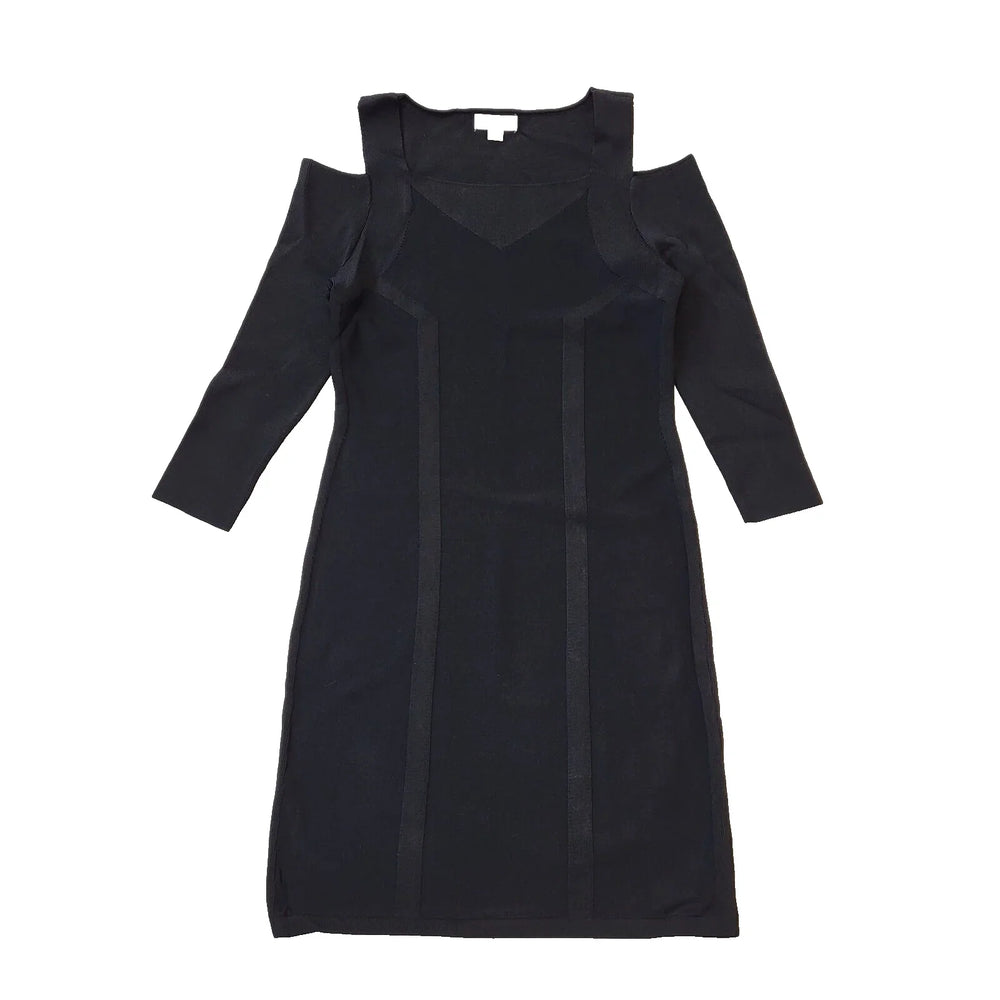 Calvin Klein Black Long Sleeve Cold Shoulder Pencil Dress Women's UK L H57