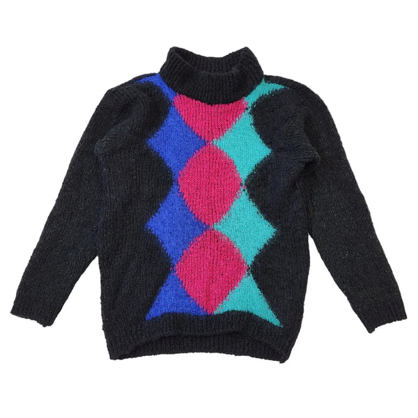 St Michael's M&S 80s Vintage Black & Pink Jumper Women's Size 12-14 Eu 40-42