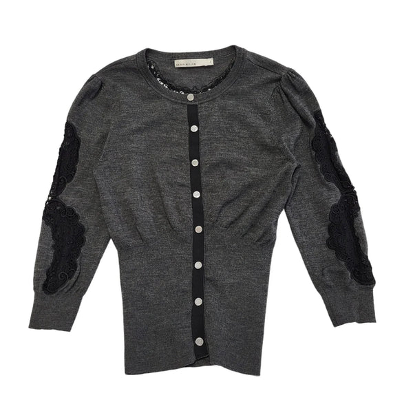 Karen Millen Dark Grey Button-Up Cardigan Uk Women's Size XS DD512
