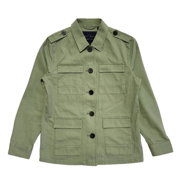 Jack Wills Green Button Cotton Jacket Uk Women's Size 12 CC636