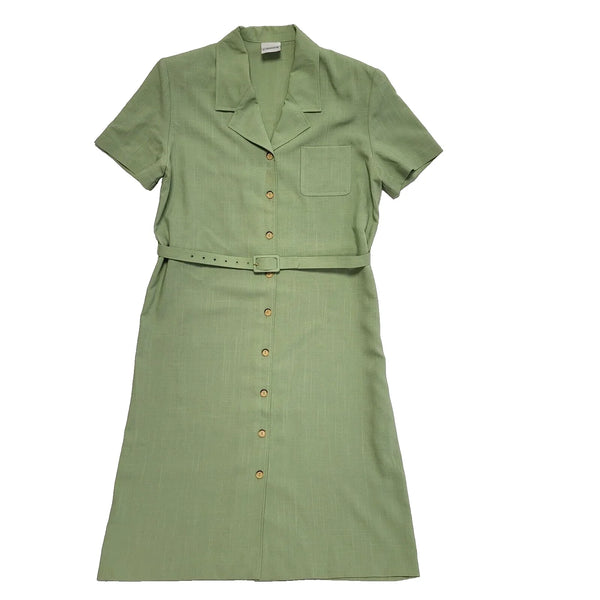 Vintage Eastex Green Button Up Formal Pencil Dress Uk Women's Size 14 L308