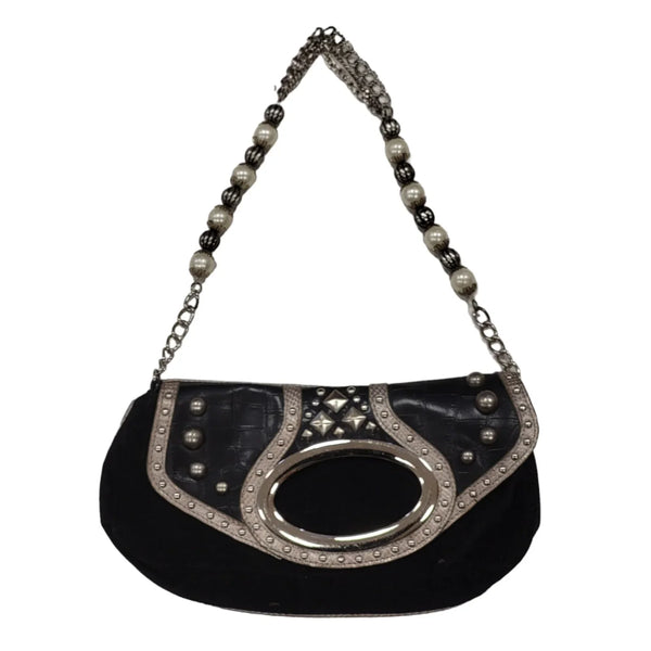 Morgan Black Leather Small Shoulder Bag Uk Women's Size  10.5" x 6"