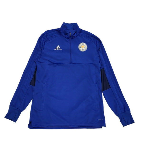Adidas Leicester City Blue 1/4 Zip Football Shirt Uk Men's Size M CC385