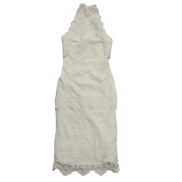 Karen Millen Ivory Chemical Halter Midi Lace Dress UK Women's S 8 BNWT K523