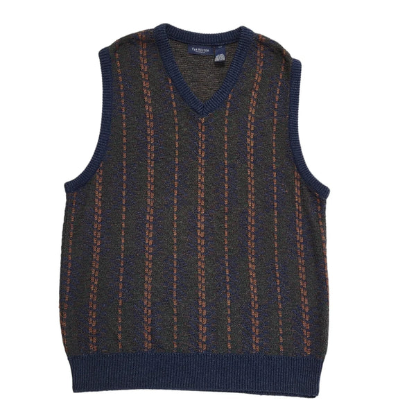 Van Heusen Vintage 80's Green Blue Knit Acrylic Jumper Tank Top Men's Size XL