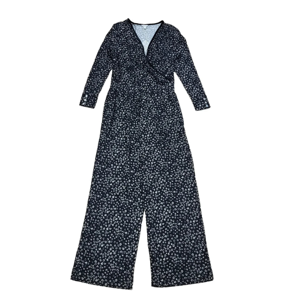 Monsoon Black Abstract Long Sleeve Jumpsuit Uk Women's Size M W28 L33 Bnwt DD439
