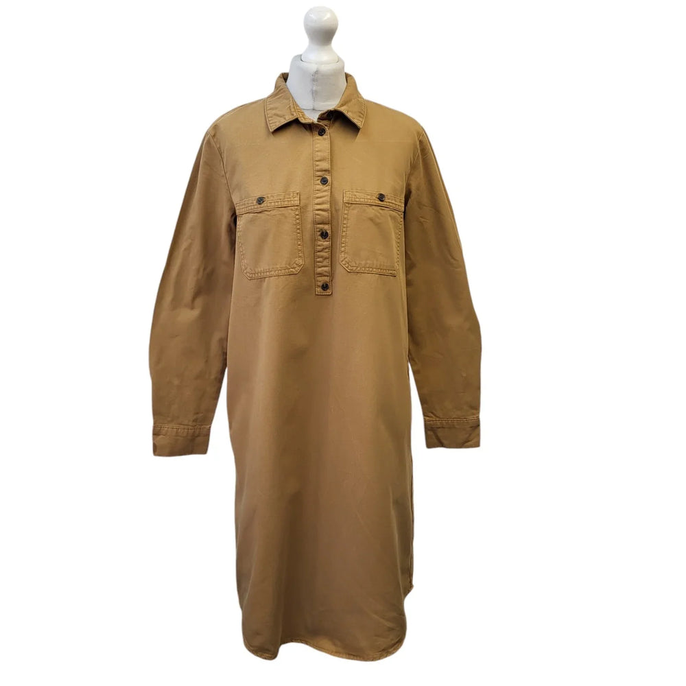 Esprit Brown Long Sleeve Collared Shirt Dress Uk Women's Size 10 EE415