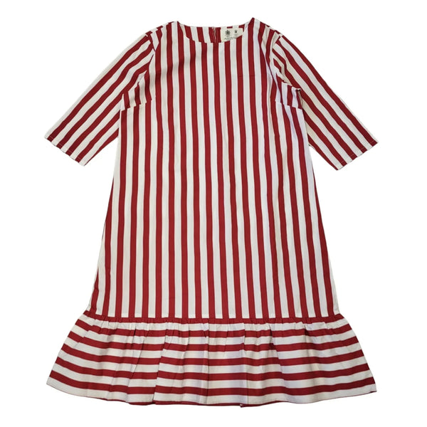 Austin Reed Red & White 3/4 Sleeve Striped Dress Uk Women's Size 18 Bnwt EE68