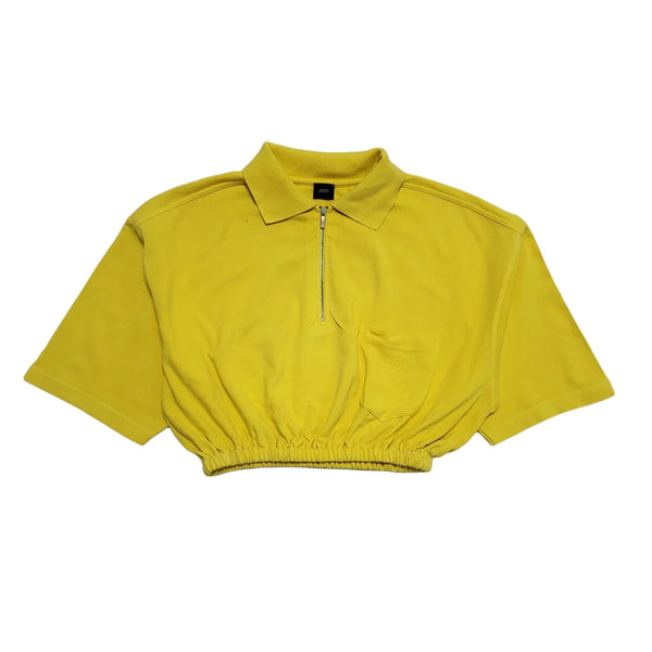 Joop 90s Vintage Yellow Copped Polo T-Shirt Top Uk Women's Small