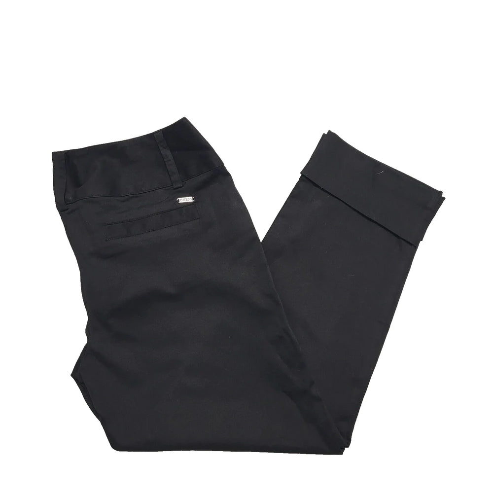 Guess Black Turn Up Tapered Dress Trousers UK Women's L W30-32 L23 K739