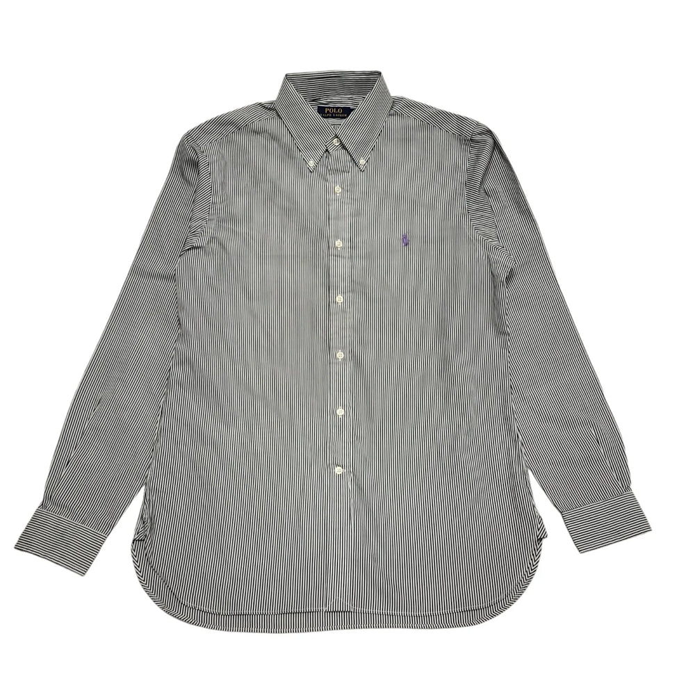 Ralph Lauren Black & White Stripe Relaxed Fit Long Sleeve Shirt Men's UK M CC294