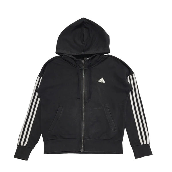 Adidas Black White Drawstring L/Sleeve Sweatshirt Hoodie Women's S eu 36 H350