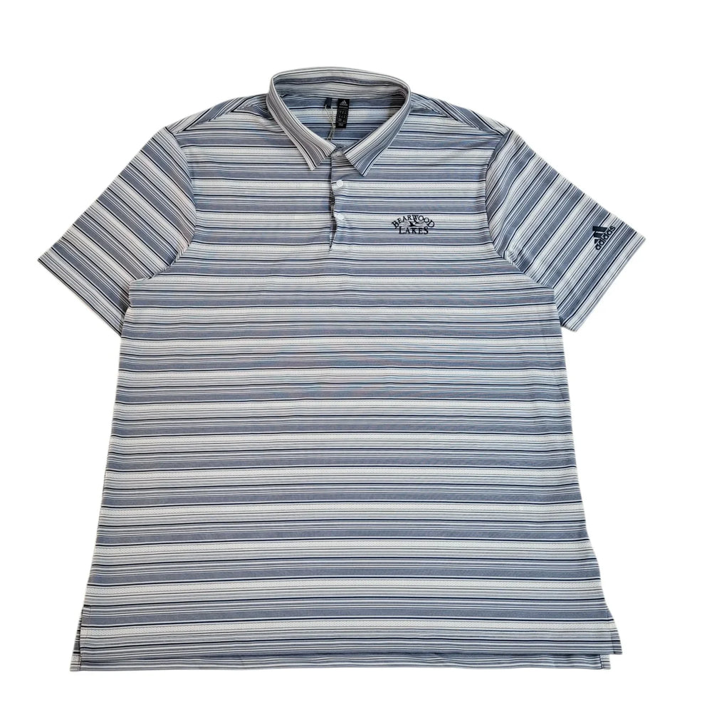 Adidas Bearwood Lakes White & Blue Striped Polo Shirt Uk Men's Size XL Bnwt