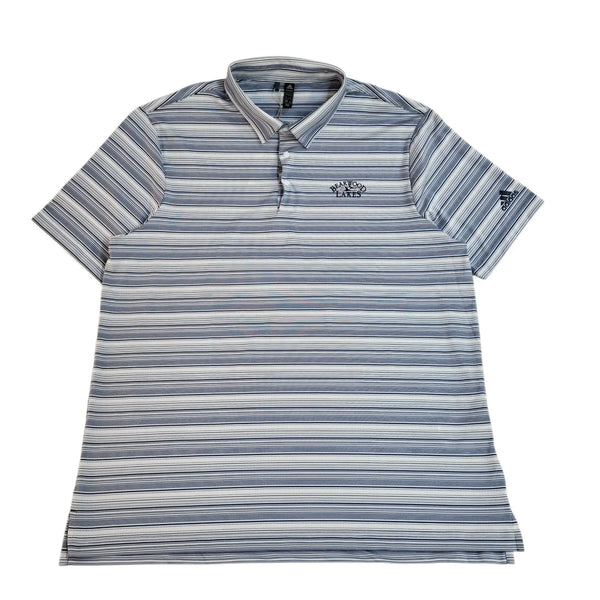 Adidas Bearwood Lakes White & Blue Striped Polo Shirt Uk Men's Size XL Bnwt