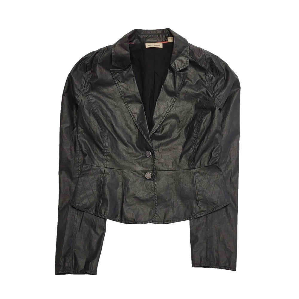DNKY Jeans Black Denim Look Jacket UK Women's Medium K147