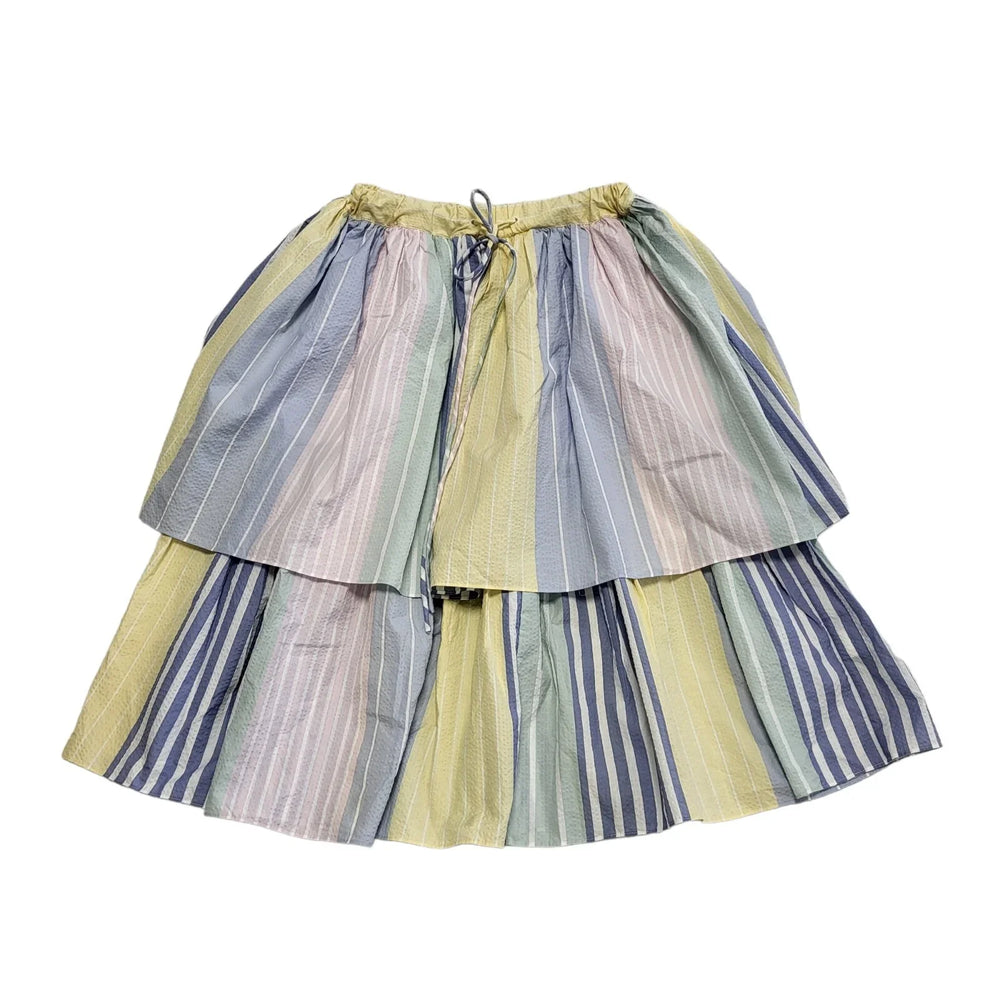 Tommy Hilfiger Pastel Color Drawstring Ruffle Tear Midi Skirt Uk Women's XS L683