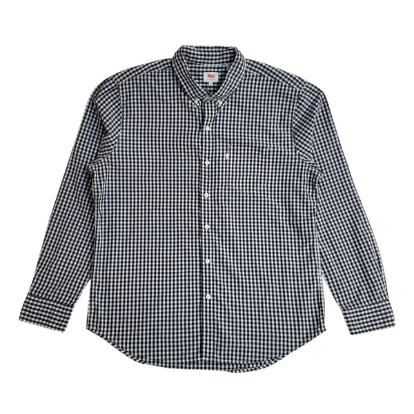 Levi's  Blue & White Checked Modern Long Sleeve Shirt UK Men's Size XL
