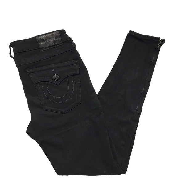 True Religion Skinny Black Denim Jeans Uk Women's Size 10 W29 L27 L601