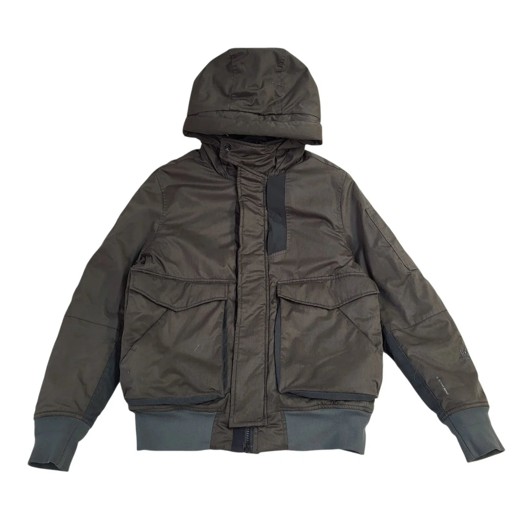 G-Star Raw Green Zip & Snap Hooded Y2K Jacket UK Men's Size M