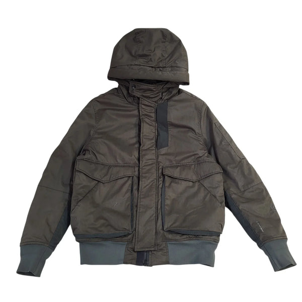G-Star Raw Green Zip & Snap Hooded Y2K Jacket UK Men's Size M