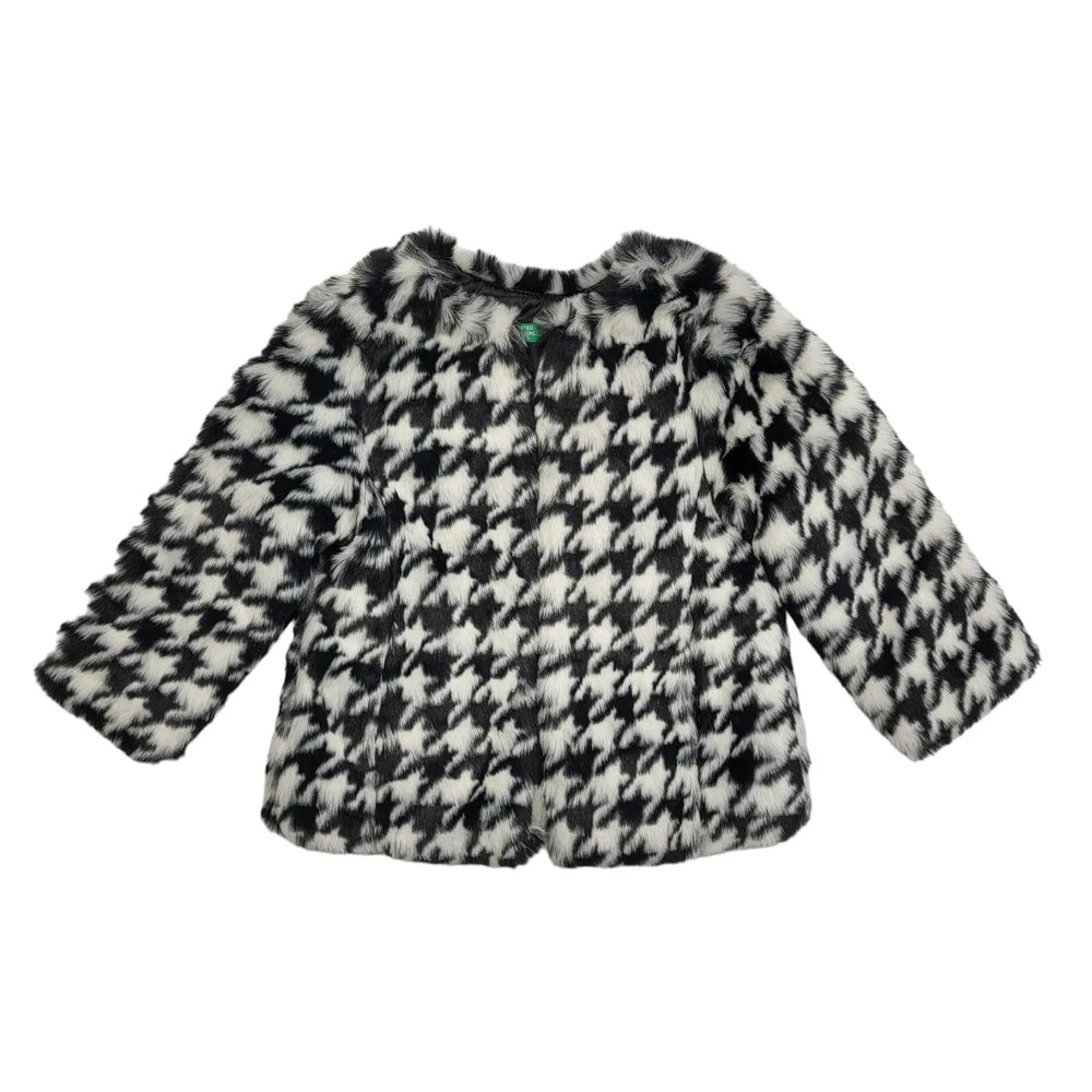 United Colors Of Benetton Black & White Faux Fur Jacket Uk Girl's Age 2