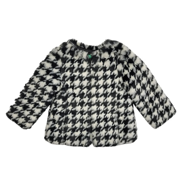 United Colors Of Benetton Black & White Faux Fur Jacket Uk Girl's Age 2