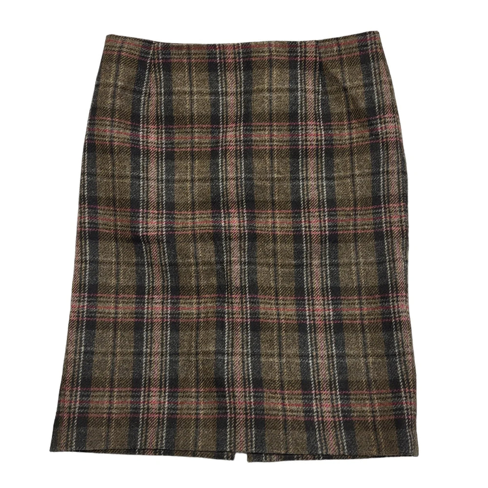 Boden brown Chceked Tweed Midi Skirt Womens UK Size 14 W32 DD691