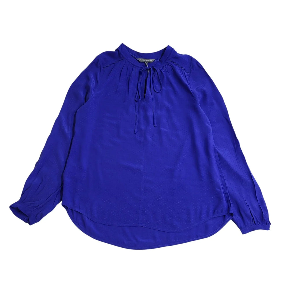 Laura Ashley Blouse Cobalt Blue Long Sleeve Women's UK L 12 L778