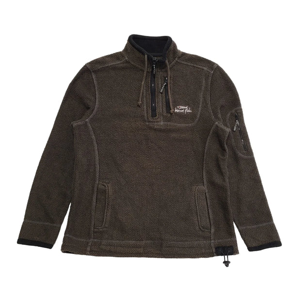 Weird Fish Vintage Y2K Brown 1/4 Zip Sweatshirt Mens UK M