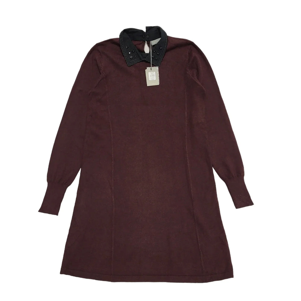 Oasis Burgundy Long Sleeve Shift Dress UK Women's 8 Bnwt BB360