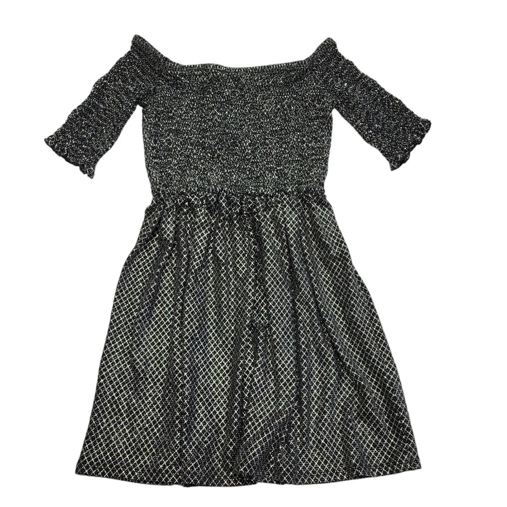Topshop Black Silver Short Sleeve Dress Uk Women's Size 12 Bnwt CC442
