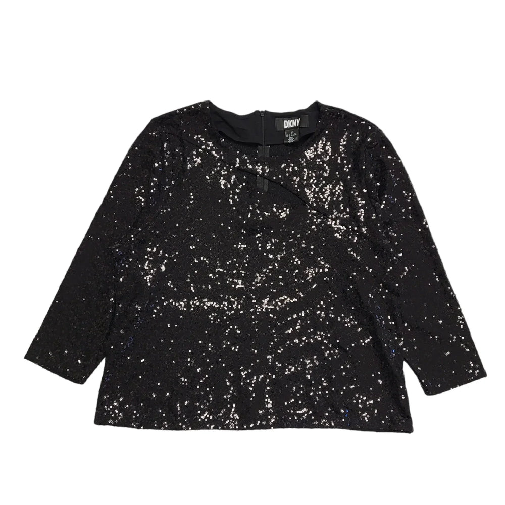 Dkny Black Long Sleeve Blouse Uk Women's Size XL DD296