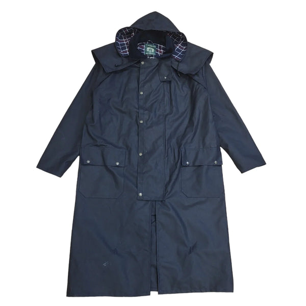 Portmann Black Zip & Snap Trench Coat Mac Uk Men's Size XL DD355
