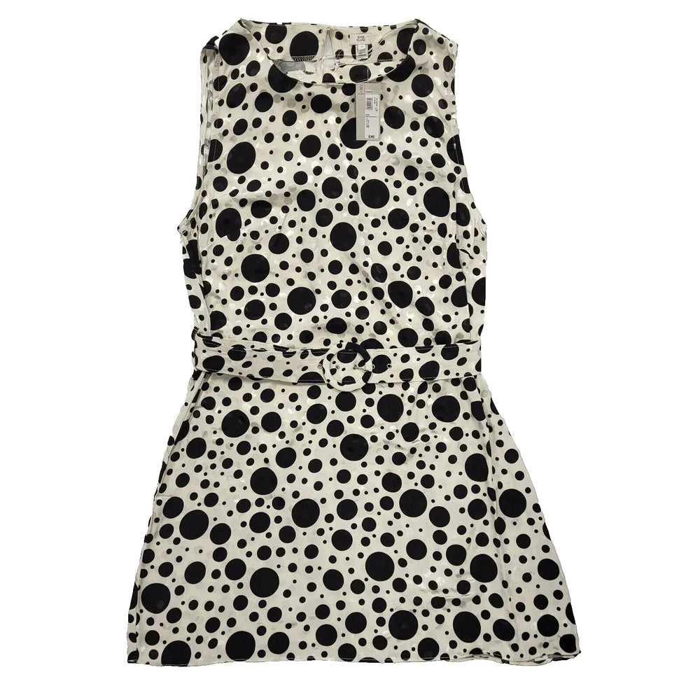 River Island Black White Animal Print Skater Dress Uk Women's L 12 Bnwt L338