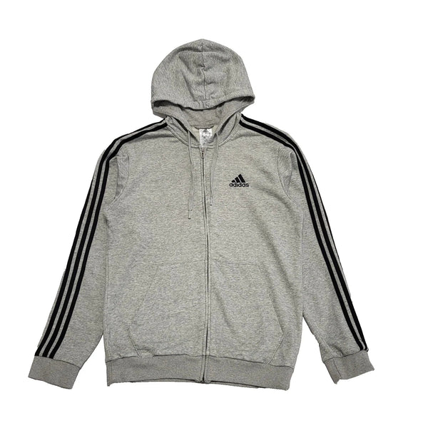 Adidas Drawstring Grey Zipped Sweatshirt Hoodie UK Men's M K799