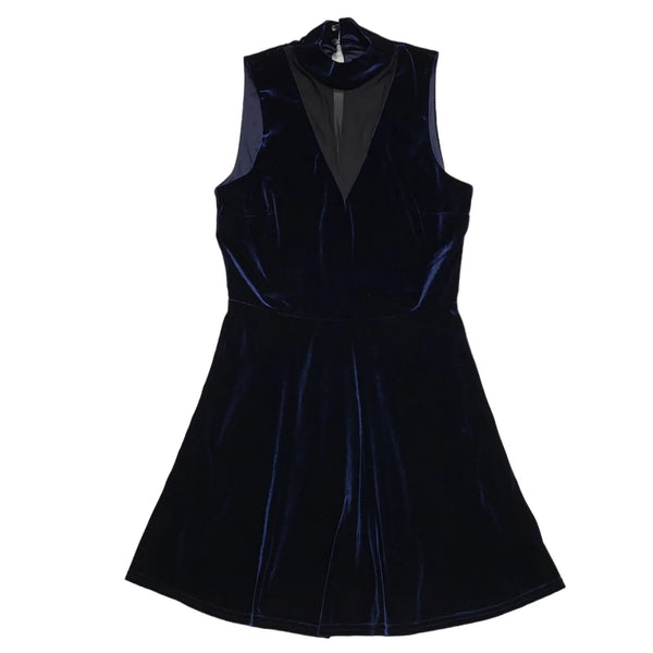 River Island Blue Velvet Evening Fit & Flared Dress UK Women's 12 Bnwt K903