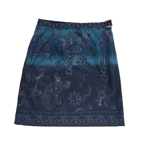 St Michael Vintage 90s Blue Paisley Skirt Women's Size 12 W30