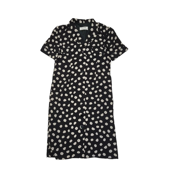 Fink 90s Vintage Black Buttoned Shift Dress Women's Size 14