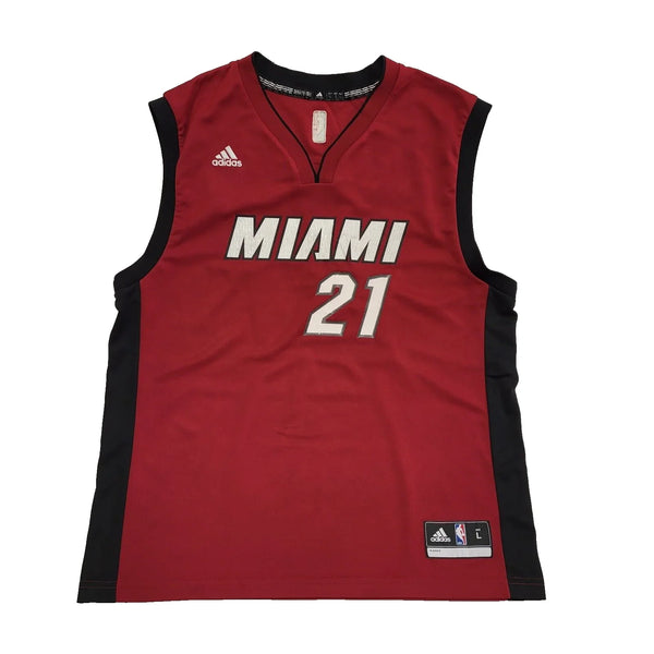 Adidas Red Miami No 21 Whiteside NBA Sports Vest UK Men's Large L639