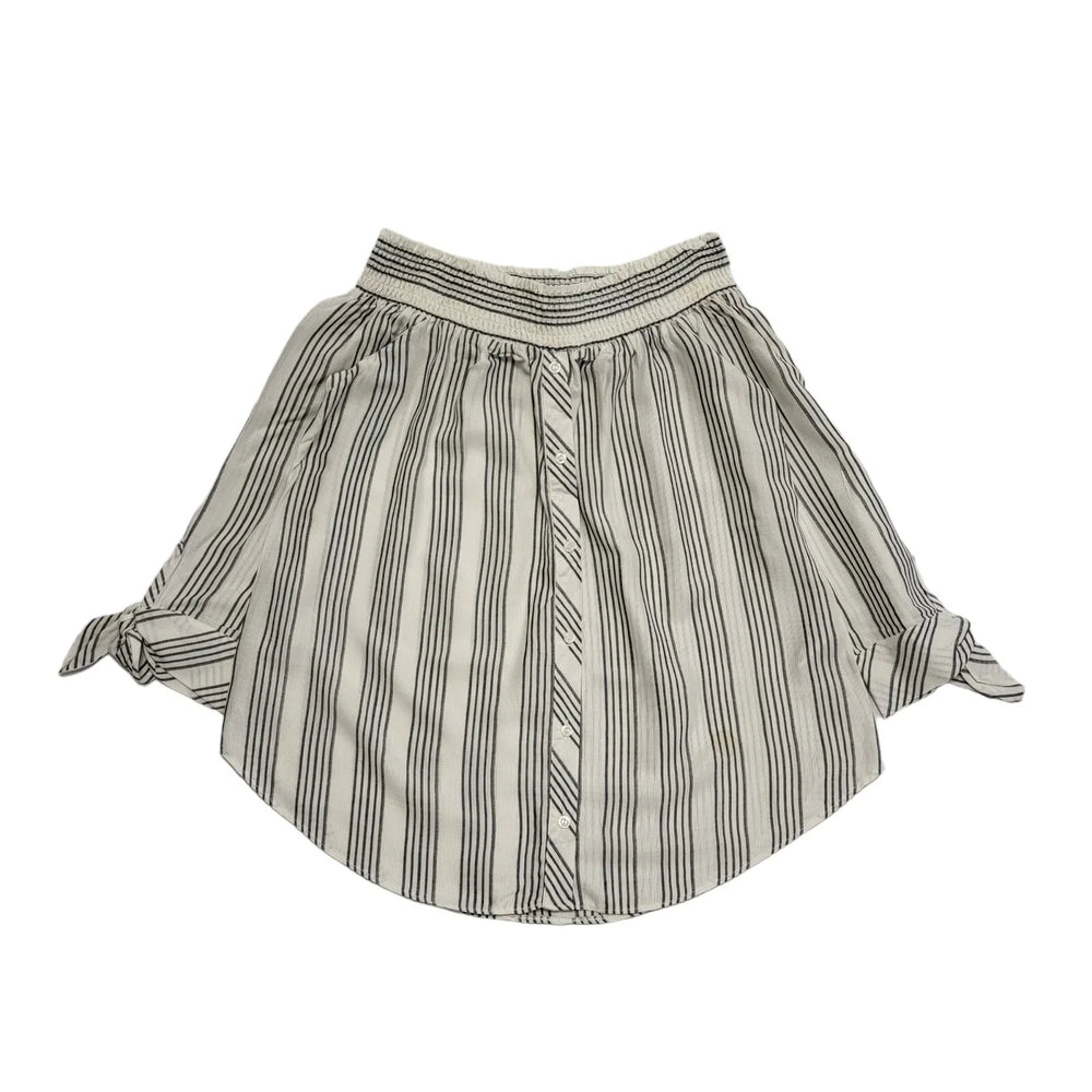Miss Selfridge White Grey Striped Off Shoulder Stretch Top Women's  UK 12 H331