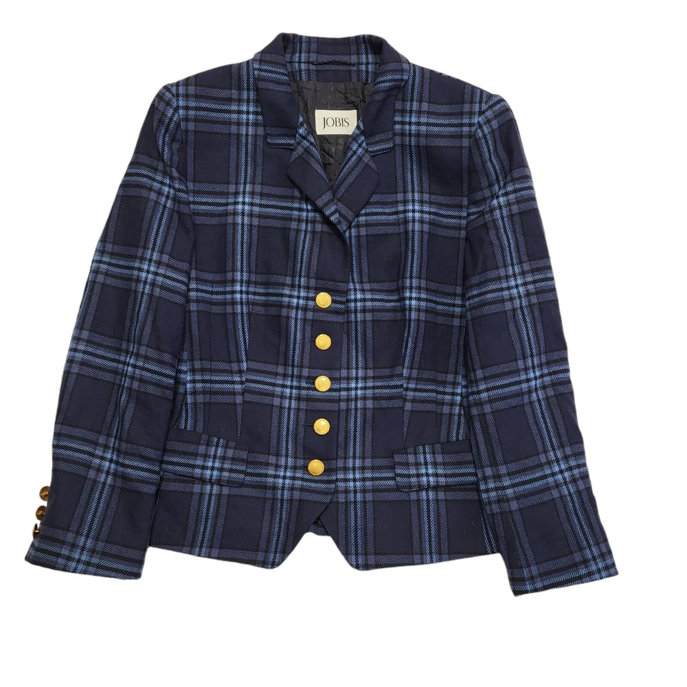 Jobis Vintage 90's  Blue Checked Button Front Blazer Jacket Womens UK Size XL